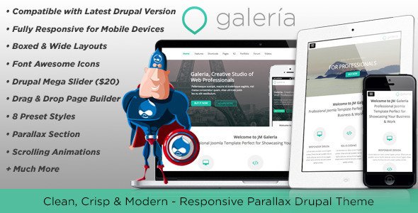 Free Download Galeria, Responsive Creative Drupal Theme Nulled