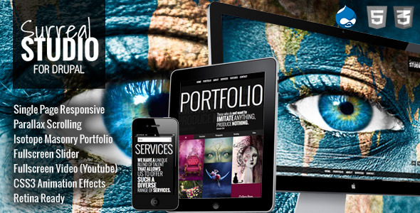 Free Download Surreal – One Page Parallax Drupal Theme Nulled