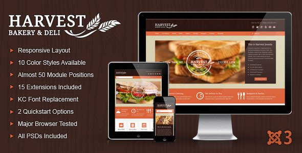 Free Download Harvest Restaurant & Food Joomla Theme Nulled