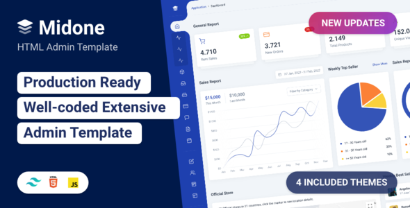 Free Download Midone – HTML Admin Dashboard Template Nulled