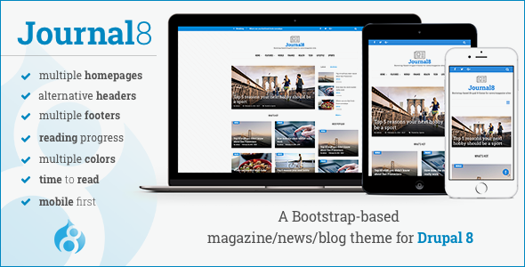 Free Download Journal8 – Mobile-First Drupal 10 Theme Nulled