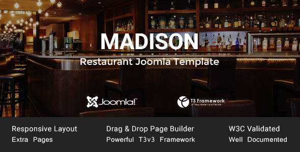 Free Download Madison – Joomla Restaurant Template Nulled