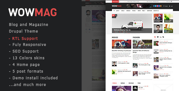 Free Download WowMag – Blog Magazine And News Drupal Theme Nulled