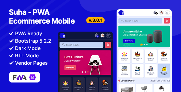 Free Download Suha – PWA Ecommerce Mobile Nulled