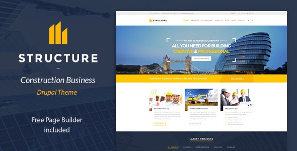 Free Download Structure – Construction Drupal Theme Nulled