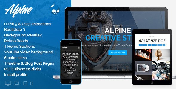 Free Download Alpine – Responsive One Page Parallax Drupal Theme Nulled