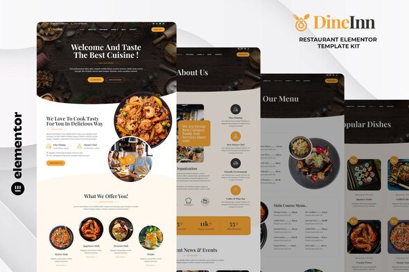 Free Download DineInn – Restaurant Elementor Template Kit Nulled