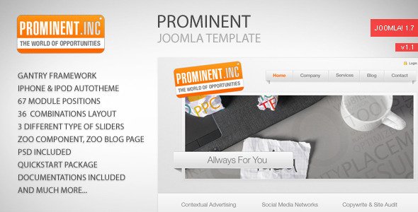 Free Download Prominent – Joomla Template Nulled