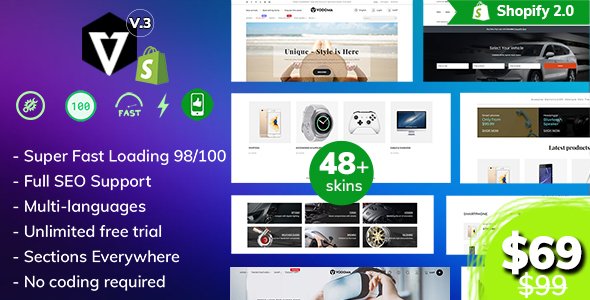 Free Download Vodoma – Fastest Multipurpose Shopify Theme Nulled