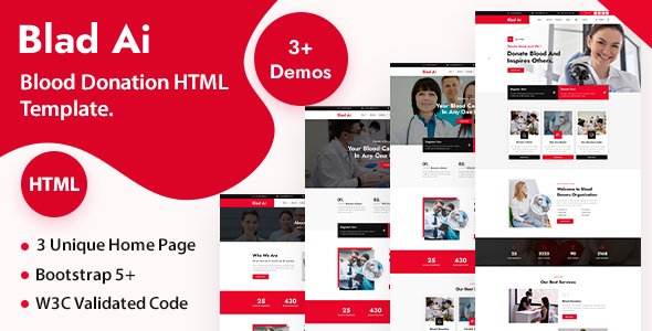 Free Download Blad Ai – Blood Donation HTML  Template Nulled