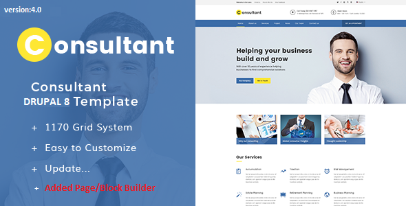 Free Download Consultant – Multipurpose Corporate Drupal 9 Template Nulled
